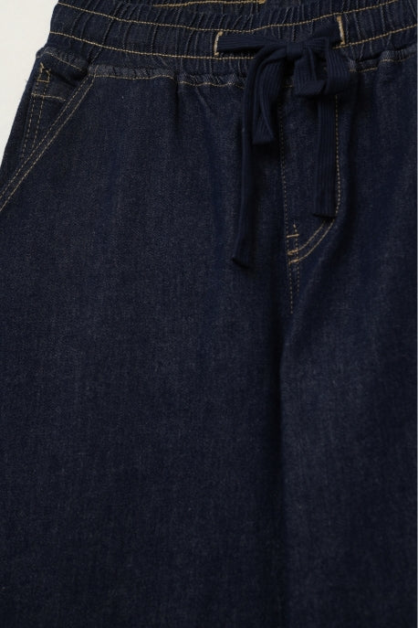 Denim Wide Leg with Elastic Waist