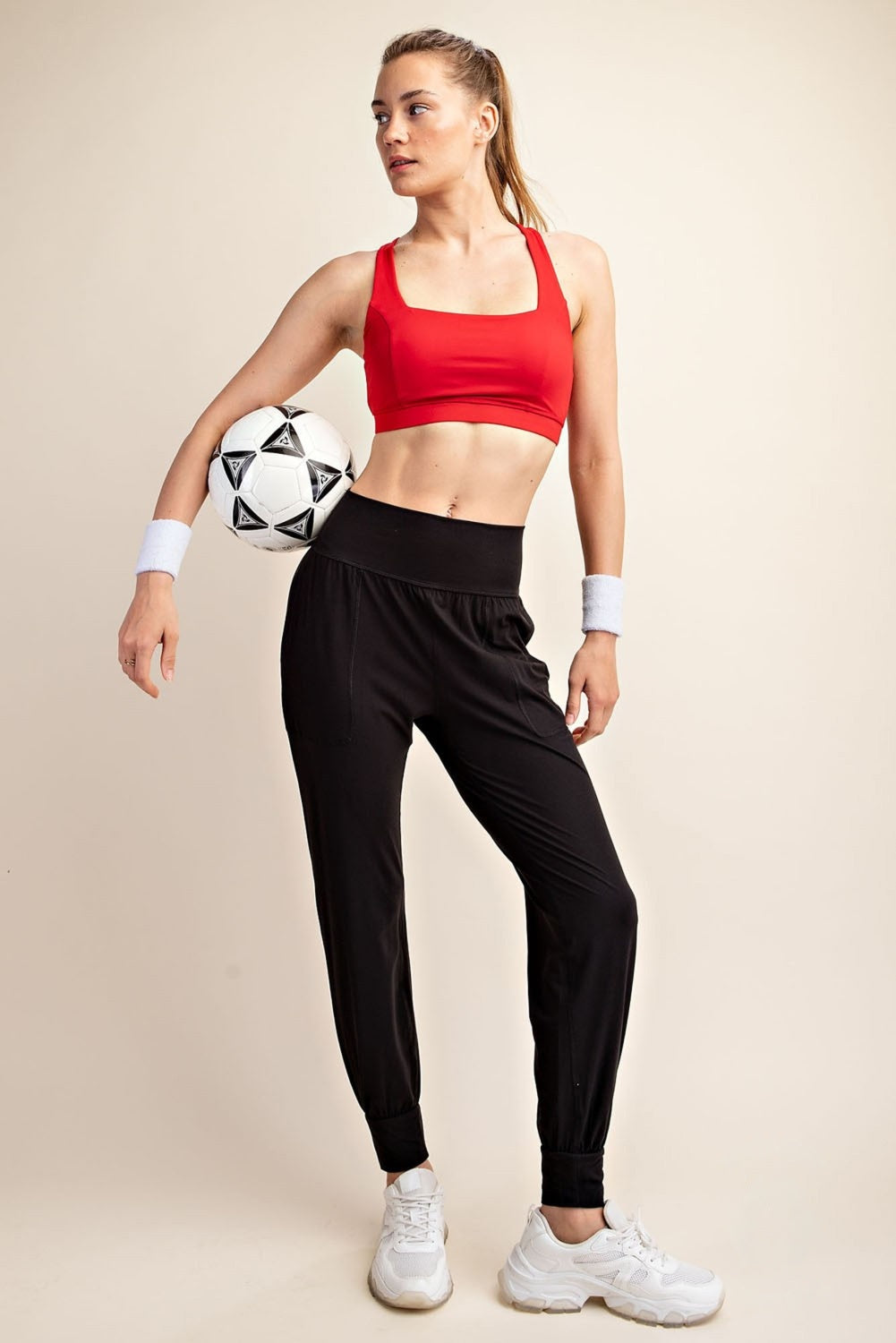 Black High-Waisted Joggers With Pockets